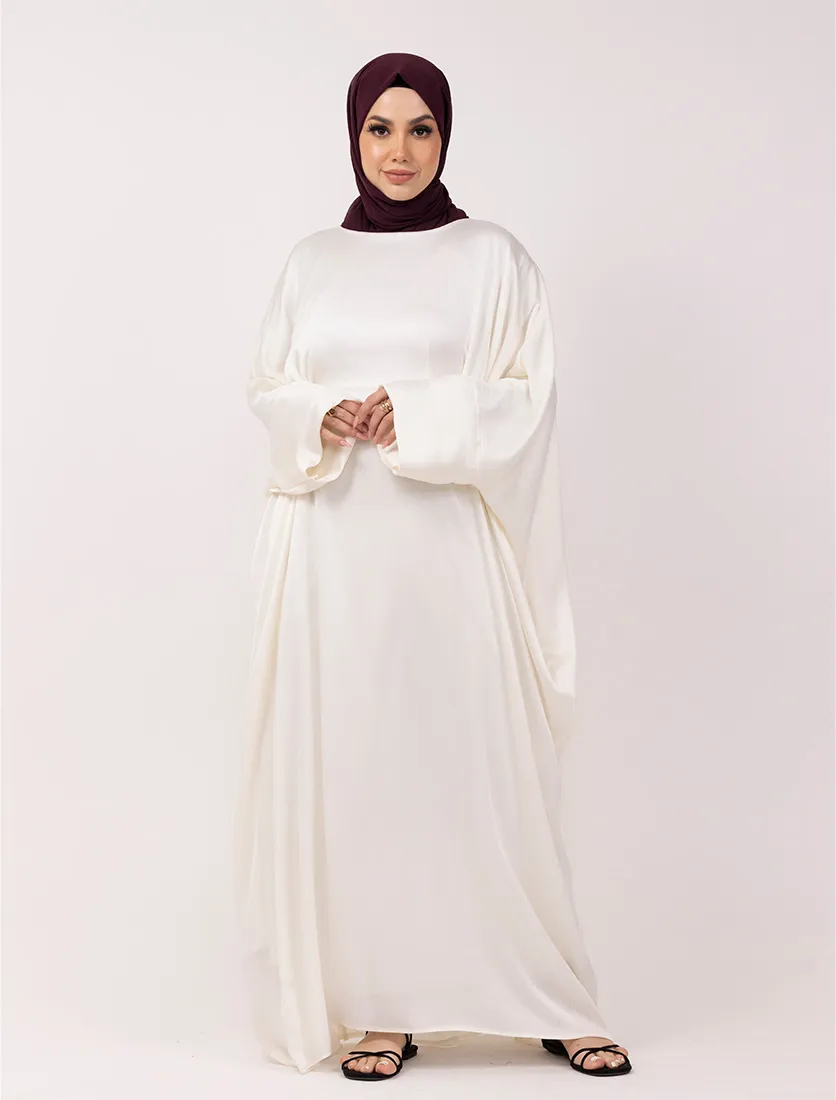 Cream Chiffon Satin Batwing 